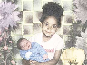 Flower Girl Holding Baby
